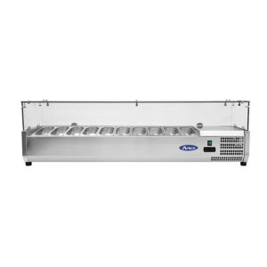 VETRINA INGREDIENTI REFRIGERATA 10 VASCHETTE  GN1/4   Statica - Temp. +2°C/+8°C   Dim.  Cm 200,5x33,5x46,5h
