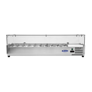 VETRINA INGREDIENTI REFRIGERATA 9 VASCHETTE GN1/3 Statica - Temp. +2°C/+8°C Dim. Cm 200,5x39,5x46,5h
