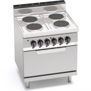 CUCINA ELETTRICA 4 PIASTRE TONDE + FORNO ELETTRICO 2/1 GN  SERIE 70 - Dim. 80x71,4x90h - 17,9 Kw totali