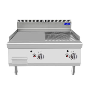 FRY TOP DA BANCO LISCIO/RIGATO A GAS - SERIE 70 - Dim. cm. L80xP70xh54,7 - 2x7 Kw