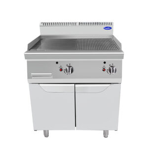 FRY TOP A GAS LISCIO/RIGATO -  SERIE 90 - Dim. cm. L80xP90xh114 - 2x10 Kw