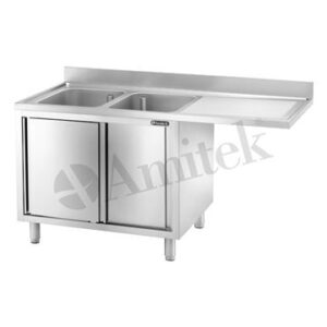 LAVELLO ARMADIATO A SBALZO IN ACCIAIO INOX 2 VASCHE