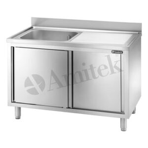 LAVELLO ARMADIATO CON ANTE SCORREVOLI IN ACCIAIO INOX