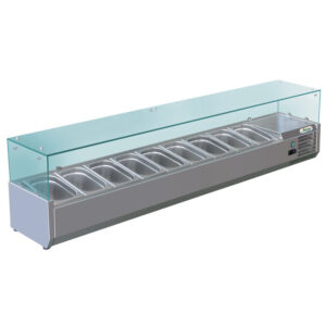 Vetrina Refrigerata per Pizza Statica - Temp. +2°C/+8°C - Dim. cm 180x33,5x23/44,5h
