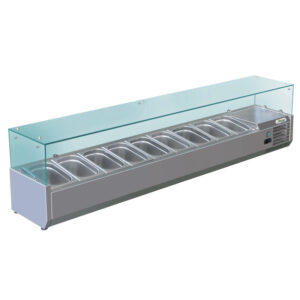 Vetrina Refrigerata per Pizza Statica - Temp. +2°C/+8°C - Dim. cm 200x39,5x23/44,5h