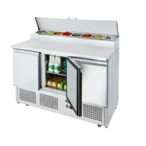 SALADETTE 3 ANTE CON PORTACONDIMENTI 7 x GN1/3 - Temp. +2°C/+8°C   Dim. cm. L136,5xP70 xh94,7