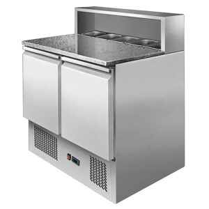 SALADETTE 2 ANTE CON PORTACONDIMENTI 4 x GN1/3 + 1 x GN1/9 Temp. +2°/+8°C Dim. cm. L90xP70xh94,7