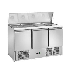Saladette 2 ante con Portacondimenti 4 x GN1/1 - AK943 - Temp. +2°C/+8°C   Dim. cm L136,5xP70xh87,6