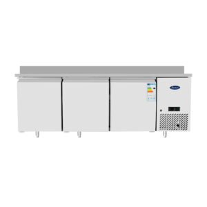 TAVOLO FRIGO REFRIGERATO POSITIVO VENTILATO PASTICCERIA (60X40) 3 PORTE CON ALZATINA - TN - Temp. -2°C/+8°C Dim. Cm 201x80x84h