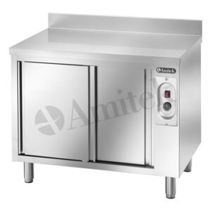TAVOLO ARMADIATO RISCALDANTE PER STOVIGLIE CON ALZATINA IN ACCIAIO INOX - Prof. cm 60