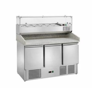 Saladette 3 ante con Portacondimenti  - AK943PZ - Temp. +2°C/+8°C   Dim. cm L140xP70xh102