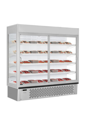 ESPOSITORE MURALE CON PORTE SCORREVOLI - SUPERSUNNY 19 GLASS SD G - Temp. +0°C +10°C - Dim cm L188,5xP73,7xH198,7