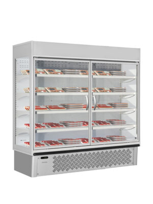 ESPOSITORE MURALE CON PORTE BATTENTI - SUPERSUNNY 19 GLASS HD G - Temp. +0°C +10°C - Dim. cm. L188,5xP73,7xH198,7