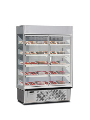 ESPOSITORE MURALE CON PORTE BATTENTI - SUPERSUNNY 14 GLASS HD G - Temp. +0°C +10°C - Dim. cm. L133,5xP73,7xH198,7