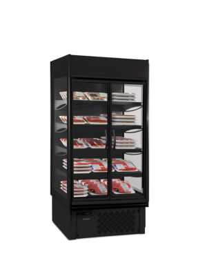 ESPOSITORE MURALE CON PORTE BATTENTI - SUPERSUNNY 10 GLASS HD B - Temp. +0°C+10°C  -Dim. cm. L98,5xP73,7xH198,7