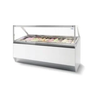 ISA MILLENNIUM ST 120 - vetrina orizzontale gelateria 12 gusti gelato - ventilata - Temp. -20/+10 °C Dim. Cm. 120x110x117h