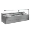 VETRINA FRIGO ORIZZONTALE REFRIGERATA POSITIVA PASTICCERIA GASTRONOMIA E MACELLERIA CON CELLA DI RISERVA – SERIE PORTHOS PROF. 108,5 H128 Cm – TN – Temp. statico +4°/+6° C, ventilato 0°/+4° C