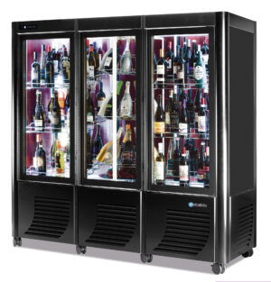 CANTINETTA - VETRINA FRIGO VINI VENTILATA 3 PORTE 171 BOTTIGLIE -TN - Temp.  +4°/+15°C  Dim. cm 183x70x184 H
