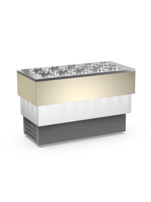 BANCO A POZZETTO – ESPOSITORE GELATO Mod. CARRARA CREAM 10 + 10 CARAPINE DA 7,5 L – Temp. -5°C/-20°C Dim. 151×72,4x97,6h