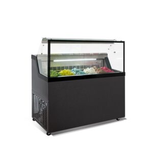 VETRINA ORIZZONTALE GELATERIA STATICA  6 GUSTI GELATO CON VANO RISERVA -  MIRABELLA H6G - Temp -20°C/-5°C  Dim 119x67,7x119h Cm