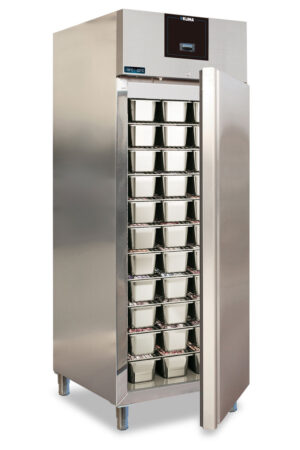 ARMADIO FREEZER NEGATIVO VENTILATO IN ACCIAIO INOX  - CONSERVATORE GELATERIA 60 VASCHETTE - CREAM 995 BT -Temp. -22°C/-18°C   Dim. cm L74xP104,6xh210