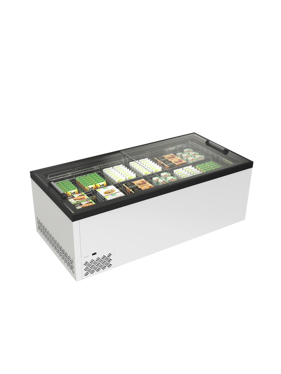 Isola refrigerata e congelatrice statica con vetri piani scorrevoli – Mondial OASI 250 AW | -25/+5 °C | L 254,4 × P 96,4 × H 82,6 cm
