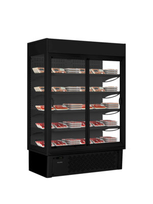 ESPOSITORE MURALE CON PORTE SCORREVOLI - SUPERSUNNY 14 GLASS SD B - Temp. +0°C+10°C - Dim L133,5xP73,7xH198,7