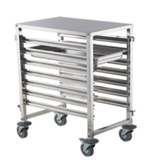 CARRELLO INOX PER 7 TEGLIE GASTRONORM 1/1  Cm 38,5x55x87h  Portata 10 Kg per ripiano