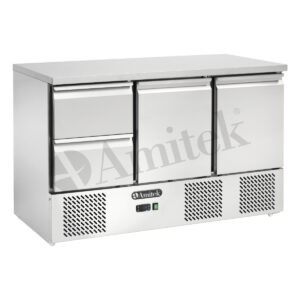 Saladette refrigerata ventilata 2 ante + 2 cassetti – AK923V-2D – Temp. +2°C/+8°C Dim. cm L136,5xP70xh87,5