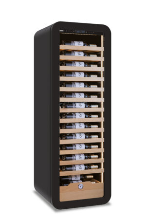 CANTINETTA - VETRINA FRIGO VINI VENTILATA 90 BOTTIGLIE  COLORE BLK - TN 268 LITRI - Temp. +2°C/+20°C - Dim. cm. L54xP55xh160