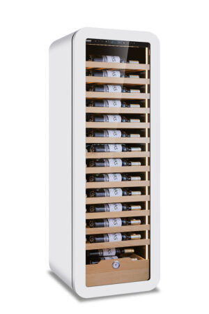 CANTINETTA - VETRINA FRIGO VINI VENTILATA 90 BOTTIGLIE COLORE WHT - TN 268 LITRI - Temp. +2°C/+20°C - Dim. cm. L54xP55xh160