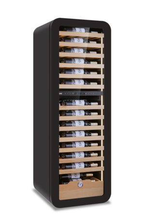 CANTINETTA - VETRINA FRIGO VINI VENTILATA 86 BOTTIGLIE COLORE BLK - TN 268 LITRI - Doppia Temp. - Dim. cm. L54xP55xh160