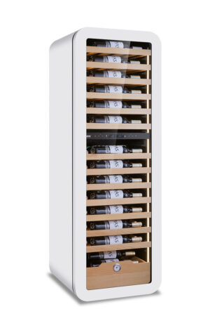 CANTINETTA - VETRINA FRIGO VINI VENTILATA 86 BOTTIGLIE COLORE WHT - TN 268 LITRI - Doppia Temp. - Dim. cm. L54xP55xh160
