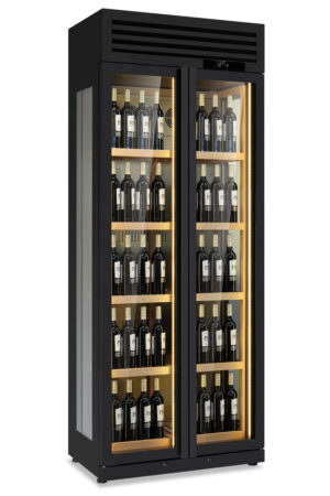 CANTINETTA – VETRINA FRIGO VINI VENTILATA - WINELUX 902 BLK - 2 PORTE  BOTTIGLIE 175 – TN 695 LITRI – Temp. +3 °C / +20 °C – Dim. cm. L90xP58,2xh230,5