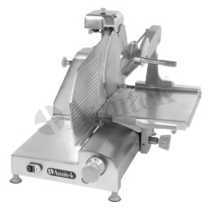 AFFETTATRICE VERTICALE CON PIATTO SALUMI – Mod. SVN370SP – Lama Ø 37 cm – Dim. cm 65x82x64h