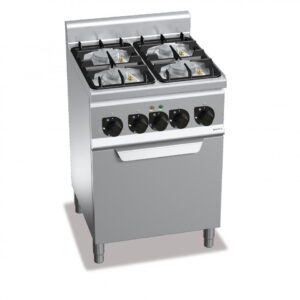 CUCINA A GAS 4 FUOCHI SU FORNO EL 1/1 - SERIE 60 - Dim. 60x60x90h - BERTO'S G6F4PW+FE1