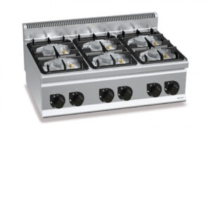 CUCINA A GAS 6 FUOCHI TOP - SERIE 60 - Dim. 90x60x29h - BERTO'S G6F6BPW