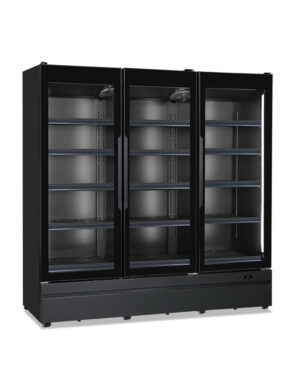 ARMADIO FRIGO MURALE POSITIVO VENTILATO 3 PORTE IN VETRO – ROMA 187 TN BLK – Temp. 0 °C /+10 °C – Dim. cm L187,3xP72,7xh196,7