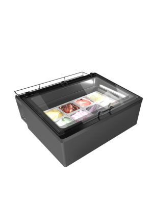 ESPOSITORE GELATO DA BANCO – MINI CREAM 4V G LED – Capacità 55Lt – Temp. -25°-5°C – Dim. cm. L 85 x P 82,1 x h 36,3