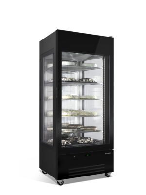 VETRINA VERTICALE PER GELATERIA E PASTICCERIA DOPPIA TEMPERATURA VENTILATA 3 LATI VETRO – VENERE 90 NS B – Temp. -22°C/-15°C Dim. Cm 90×74x208h
