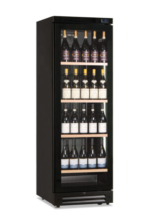 VETRINA VERTICALE FRIGO VINI POSITIVA STATICA  CON VENTOLA ON/OFF – ICOOL 401 W  COLORE NERO – TN 360 LITRI – Dim. cm. L60xP65,1xh186,1