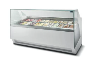 ISA DIVA PLUS 120 H125 - vetrina gelateria orizzontale 12 gusti gelato – Ventilata – Temp. -20 / +2 °C Dim. Cm 120x110x125h