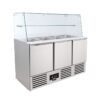 SALADETTE REFRIGERATA POSITIVA STATICA 3 PORTE CON SOVRASTRUTTURA IN VETRO – SF 903 G – Temp. +2°C/+8°C – Dim. cm L136,5xP70xh134