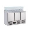 SALADETTE REFRIGERATA POSITIVA STATICA 3 PORTE CON PORTACONDIMENTI – SF 903 GZ – Temp. +2°C/+8°C – Dim. cm L136,5xP70xh118