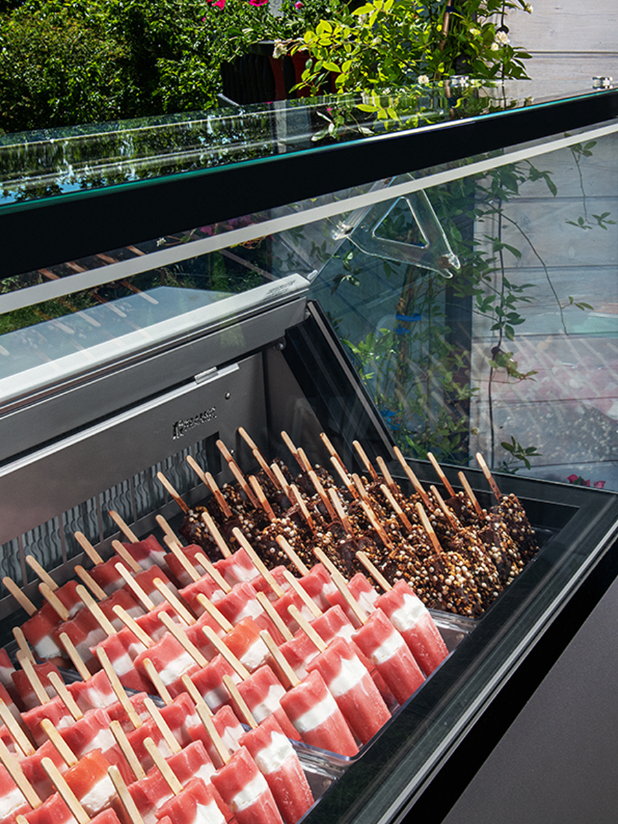 Vetrina orizzontale gelateria statica 7 gusti gelato con riserva - MIRABELLA H7G -20°C/-5°C | 134×67,7x119h