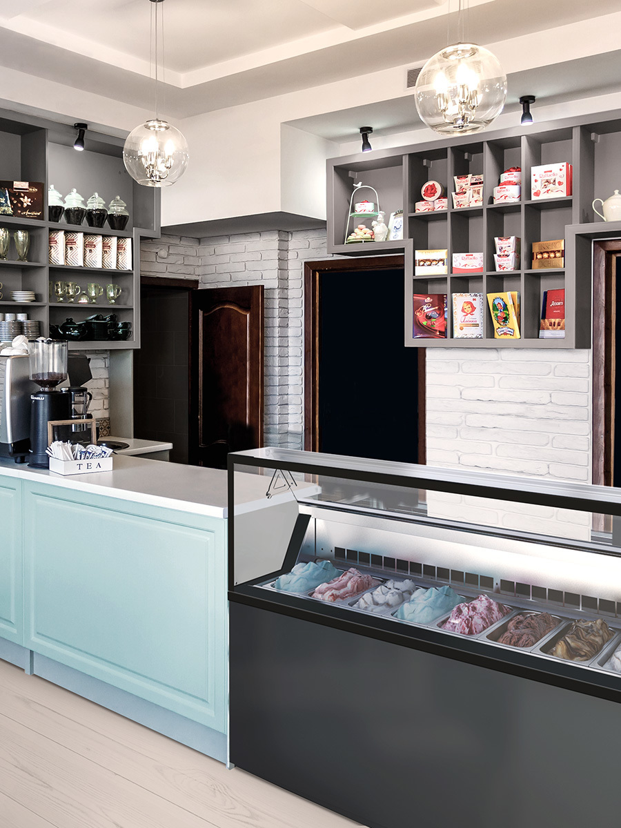 Vetrina orizzontale gelateria statica 9 gusti gelato con riserva - MIRABELLA H9G -20°/-5°C | 165,5×67,7x119h