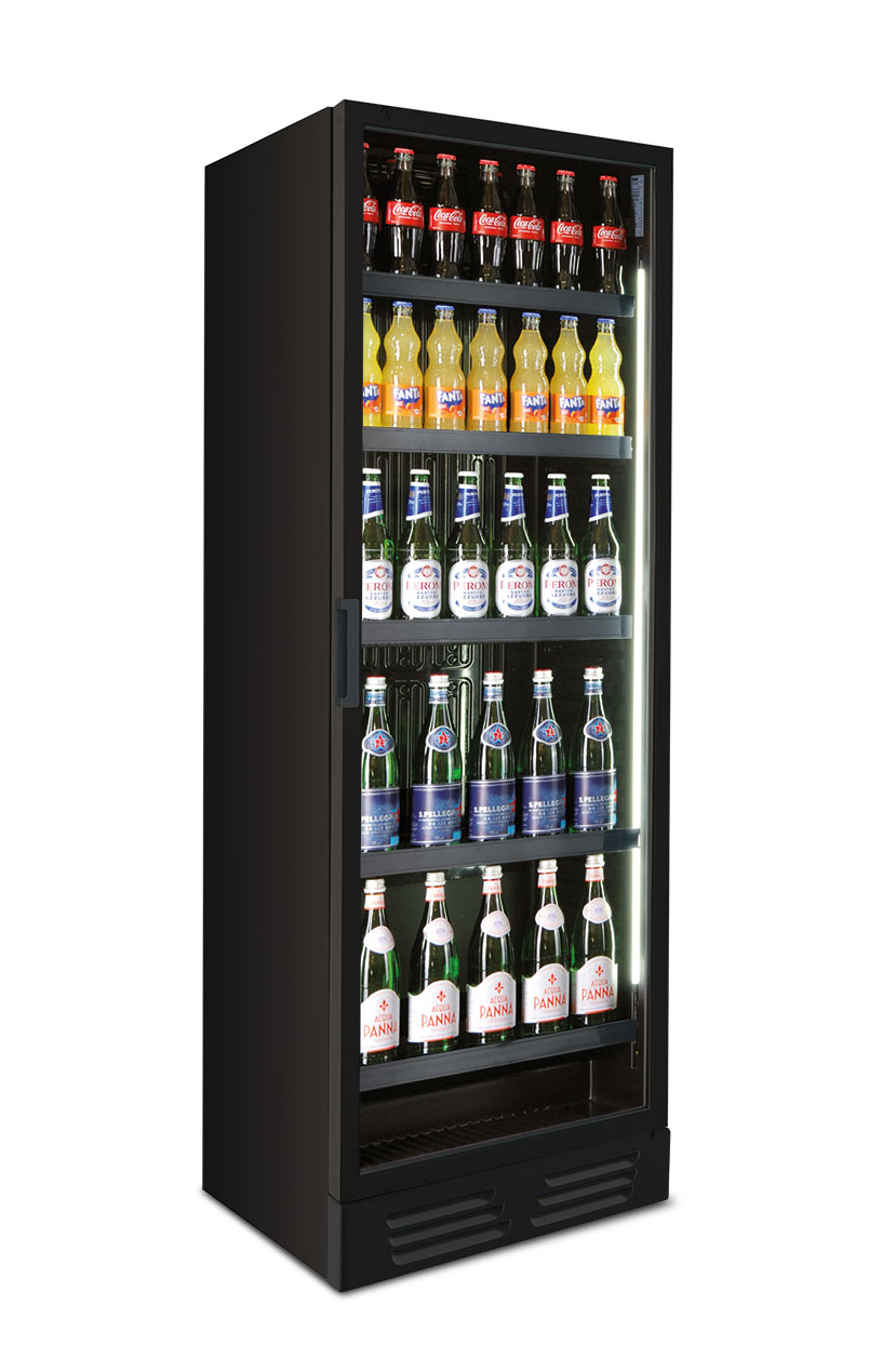 VETRINA VERTICALE FRIGO BIBITE POSITIVA STATICA – CLS 372 V BLACK – COLORE NERO – TN 308 LITRI – Temp. 0°C/+5°C – Dim. cm L60xP64xh176,5