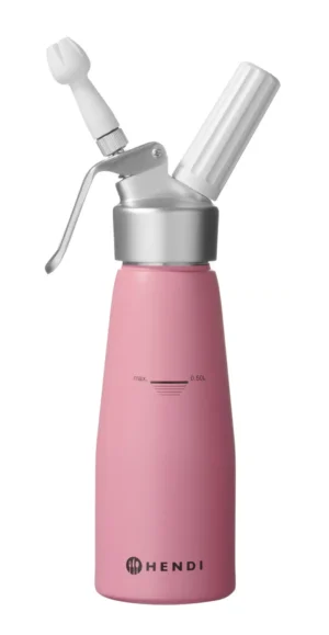 sifone per panna Hendi 975886 - 0,5 l in alluminio rosa pastello - vista del prodotto
