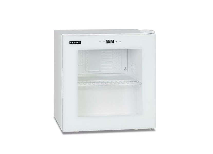 VETRINA MINI FRIGO BIBITE DA BANCO POSITIVO STATICO – CL 46 FL WHT – TN 46 LITRI – Temp. +2 °C/+10 °C – Dim. cm L47,5xP43,5xh52