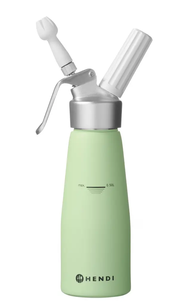 sifone per panna Hendi 975879 - 0,5 l in alluminio verde pastello - vista del prodotto